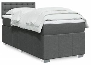 VidaXL Κρεβάτι Boxspring με Στρώμα Σκούρο Γκρι 90x200 εκ. Υφασμάτινο