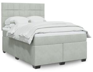 VidaXL Κρεβάτι Boxspring με Στρώμα Ανοιχτό Γκρι 140x190 εκ. Βελούδινο