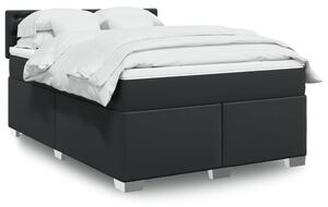 VidaXL Κρεβάτι Boxspring με Στρώμα Μαύρο 140x190εκ.από Συνθετικό Δέρμα