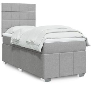 VidaXL Κρεβάτι Boxspring με Στρώμα Ανοιχτό Γκρι 90x190 εκ. Υφασμάτινο