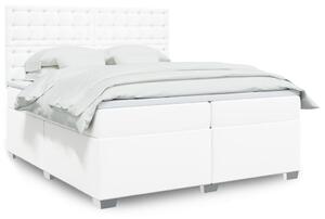 VidaXL Κρεβάτι Boxspring με Στρώμα Λευκό 200x200 εκ. Συνθετικό Δέρμα