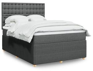 VidaXL Κρεβάτι Boxspring με Στρώμα Σκούρο Γκρι 140x190 εκ. Υφασμάτινο