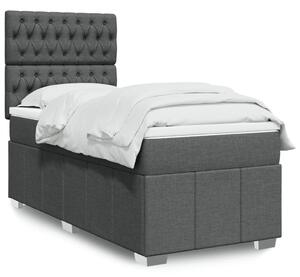 VidaXL Κρεβάτι Boxspring με Στρώμα Σκούρο Γκρι 100x200 εκ. Υφασμάτινο