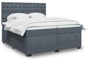 VidaXL Κρεβάτι Boxspring με Στρώμα Σκούρο Γκρι 200x200 εκ. Βελούδινο