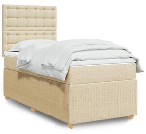 VidaXL Κρεβάτι Boxspring με Στρώμα Κρεμ 90x200 εκ.Υφασμάτινο