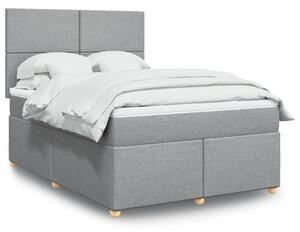 VidaXL Κρεβάτι Boxspring με Στρώμα Ανοιχτό Γκρι 140x200 εκ. Υφασμάτινο