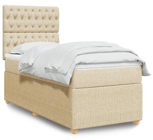 VidaXL Κρεβάτι Boxspring με Στρώμα Κρεμ 90x200 εκ.Υφασμάτινο