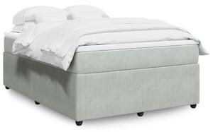 VidaXL Κρεβάτι Boxspring με Στρώμα Ανοιχτό Γκρι 140x190 εκ. Βελούδινο