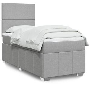 VidaXL Κρεβάτι Boxspring με Στρώμα Ανοιχτό Γκρι 80x200 εκ. Υφασμάτινο