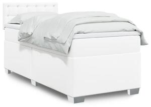 VidaXL Κρεβάτι Boxspring με Στρώμα Λευκό 90x190εκ. από Συνθετικό Δέρμα