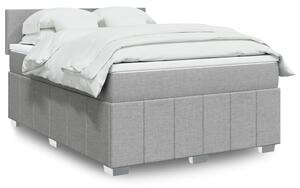 VidaXL Κρεβάτι Boxspring με Στρώμα Ανοιχτό Γκρι 140x190 εκ. Υφασμάτινο