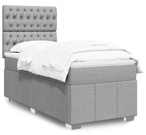 VidaXL Κρεβάτι Boxspring με Στρώμα Ανοιχτό Γκρι 90x190 εκ. Υφασμάτινο