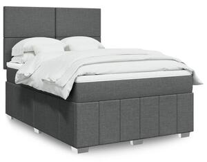 VidaXL Κρεβάτι Boxspring με Στρώμα Σκούρο Γκρι 140x190 εκ. Υφασμάτινο