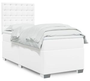 VidaXL Κρεβάτι Boxspring με Στρώμα Λευκό 90x200εκ. από Συνθετικό Δέρμα