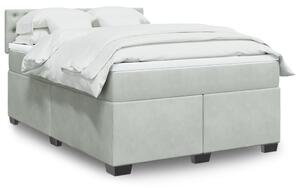 VidaXL Κρεβάτι Boxspring με Στρώμα Ανοιχτό Γκρι 140x200 εκ. Βελούδινο