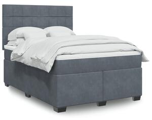 VidaXL Κρεβάτι Boxspring με Στρώμα Σκούρο Γκρι 140x200 εκ. Βελούδινο