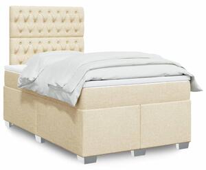 VidaXL Κρεβάτι Boxspring με Στρώμα Κρεμ 120x190 εκ. Υφασμάτινο