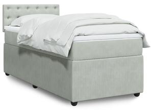 VidaXL Κρεβάτι Boxspring με Στρώμα Ανοιχτό Γκρι 90x200 εκ. Βελούδινο