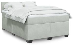 VidaXL Κρεβάτι Boxspring με Στρώμα Ανοιχτό Γκρι 140x190 εκ. Βελούδινο