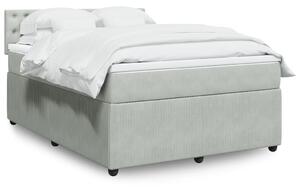 VidaXL Κρεβάτι Boxspring με Στρώμα Ανοιχτό Γκρι 140x190 εκ. Βελούδινο