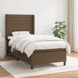 VidaXL Κρεβάτι Boxspring με Στρώμα Σκούρο Καφέ 90x200 εκ. Υφασμάτινο