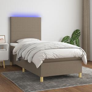 VidaXL Κρεβάτι Boxspring με Στρώμα & LED Taupe 90x200 εκ. Υφασμάτινο