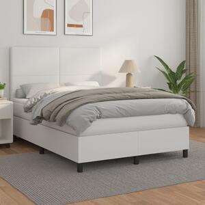 VidaXL Κρεβάτι Boxspring με Στρώμα Λευκό 140x190εκ.από Συνθετικό Δέρμα