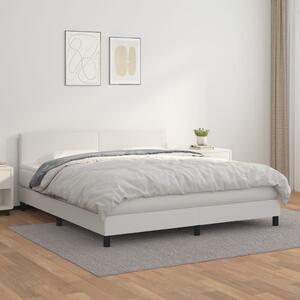 VidaXL Κρεβάτι Boxspring με Στρώμα Λευκό 160x200εκ.από Συνθετικό Δέρμα