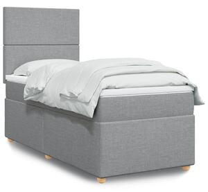 VidaXL Κρεβάτι Boxspring με Στρώμα Ανοιχτό Γκρι 100x200 εκ. Υφασμάτινο