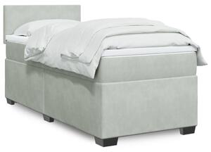 VidaXL Κρεβάτι Boxspring με Στρώμα Ανοιχτό Γκρι 90x200 εκ. Βελούδινο