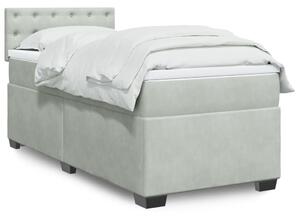 VidaXL Κρεβάτι Boxspring με Στρώμα Ανοιχτό Γκρι 90x200 εκ. Βελούδινο