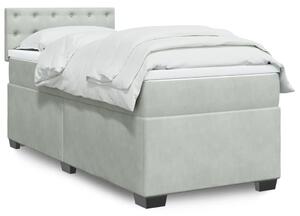 VidaXL Κρεβάτι Boxspring με Στρώμα Ανοιχτό Γκρι 100x200 εκ. Βελούδινο