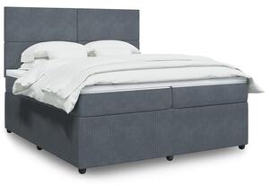 VidaXL Κρεβάτι Boxspring με Στρώμα Σκούρο Γκρι 200x200 εκ. Βελούδινο