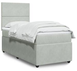 VidaXL Κρεβάτι Boxspring με Στρώμα Ανοιχτό Γκρι 90x190 εκ. Βελούδινο