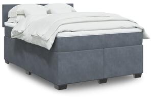 VidaXL Κρεβάτι Boxspring με Στρώμα Σκούρο Γκρι 140x190 εκ. Βελούδινο