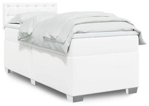 VidaXL Κρεβάτι Boxspring με Στρώμα Λευκό 100x200εκ.από Συνθετικό Δέρμα