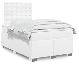 VidaXL Κρεβάτι Boxspring με Στρώμα Λευκό 120x200εκ.από Συνθετικό Δέρμα