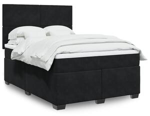 VidaXL Κρεβάτι Boxspring με Στρώμα Μαύρο 140x190 εκ. Βελούδινο