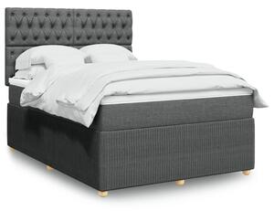 VidaXL Κρεβάτι Boxspring με Στρώμα Σκούρο Γκρι 140x190 εκ. Υφασμάτινο