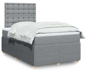 VidaXL Κρεβάτι Boxspring με Στρώμα Ανοιχτό Γκρι 120x190 εκ. Υφασμάτινο