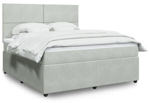 VidaXL Κρεβάτι Boxspring με Στρώμα Ανοιχτό Γκρι 180x200 εκ. Βελούδινο