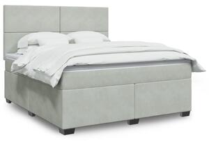 VidaXL Κρεβάτι Boxspring με Στρώμα Ανοιχτό Γκρι 180x200 εκ. Βελούδινο