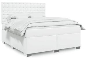 VidaXL Κρεβάτι Boxspring με Στρώμα Λευκό 180x200 εκ. Συνθετικό Δέρμα