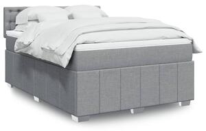 VidaXL Κρεβάτι Boxspring με Στρώμα Ανοιχτό Γκρι 140x190 εκ. Υφασμάτινο