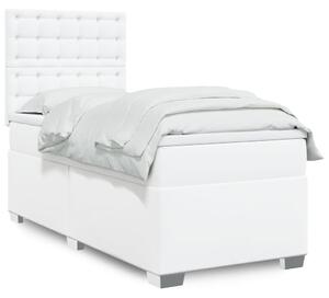 VidaXL Κρεβάτι Boxspring με Στρώμα Λευκό 90x190εκ. από Συνθετικό Δέρμα