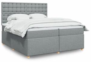 VidaXL Κρεβάτι Boxspring με Στρώμα Ανοιχτό Γκρι 200x200 εκ. Υφασμάτινο