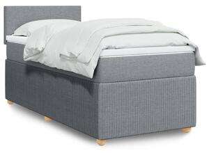 VidaXL Κρεβάτι Boxspring με Στρώμα Ανοιχτό Γκρι 90x200 εκ. Υφασμάτινο