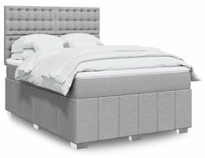 VidaXL Κρεβάτι Boxspring με Στρώμα Ανοιχτό Γκρι 140x190 εκ. Υφασμάτινο