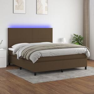 VidaXL Κρεβάτι Boxspring με Στρώμα & LED Σκ.Καφέ 180x200εκ. Υφασμάτινο