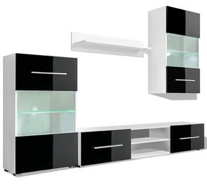 VidaXL Σύνθετο Σαλονιού / Τηλεόρασης με Φωτισμό LED 4 τεμ. Μαύρο Γυαλιστερό